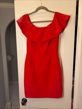 Esley Red Off-Shoulder Ruffle Mini Dress